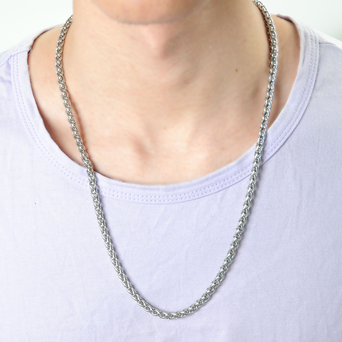 Bild von 316L Edelstahl Fuchsschwanzkette Kette Halskette Silberfarbe 50cm lang, Kettengröße: 4mm, 1 Strang