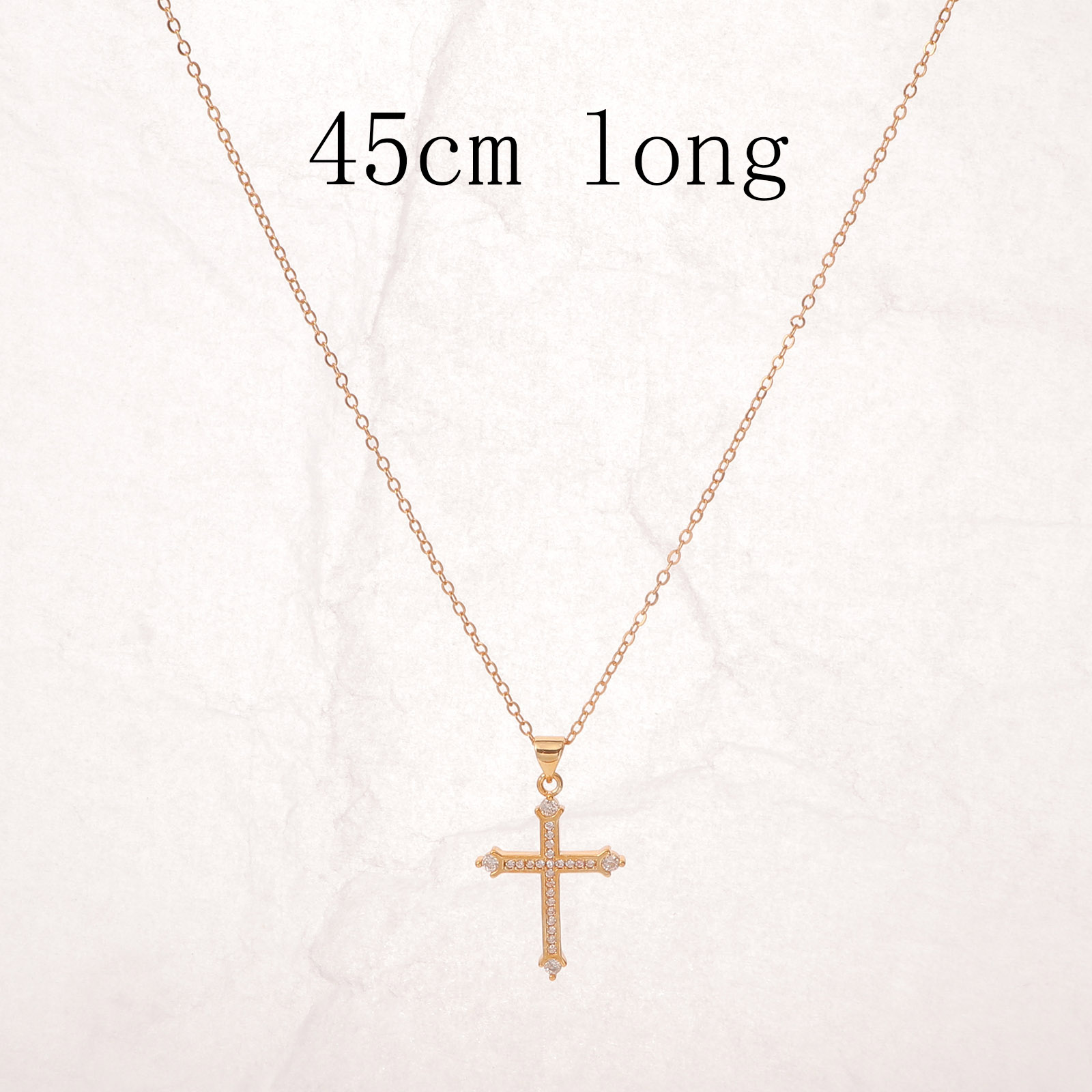 Picture of 1 Piece Eco-friendly Simple & Casual Religious 18K Gold Plated Brass Link Cable Chain Cross Pendant Necklace For Women 45cm(17 6/8") long