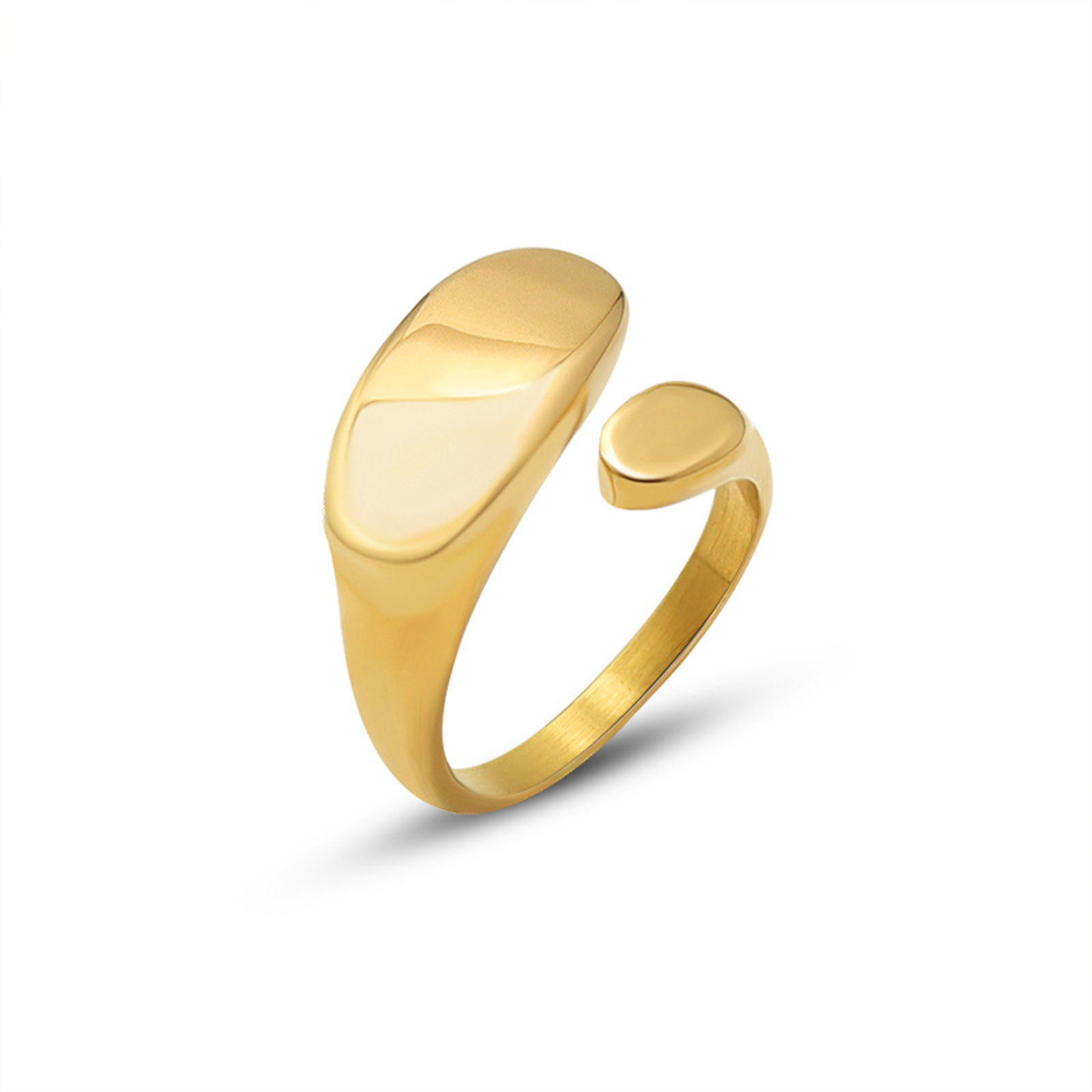 Picture of 1 Piece Vacuum Plating Simple & Casual Stylish 18K Real Gold Plated 304 Stainless Steel Open Adjustable Rings Unisex 17mm(US Size 6.5)