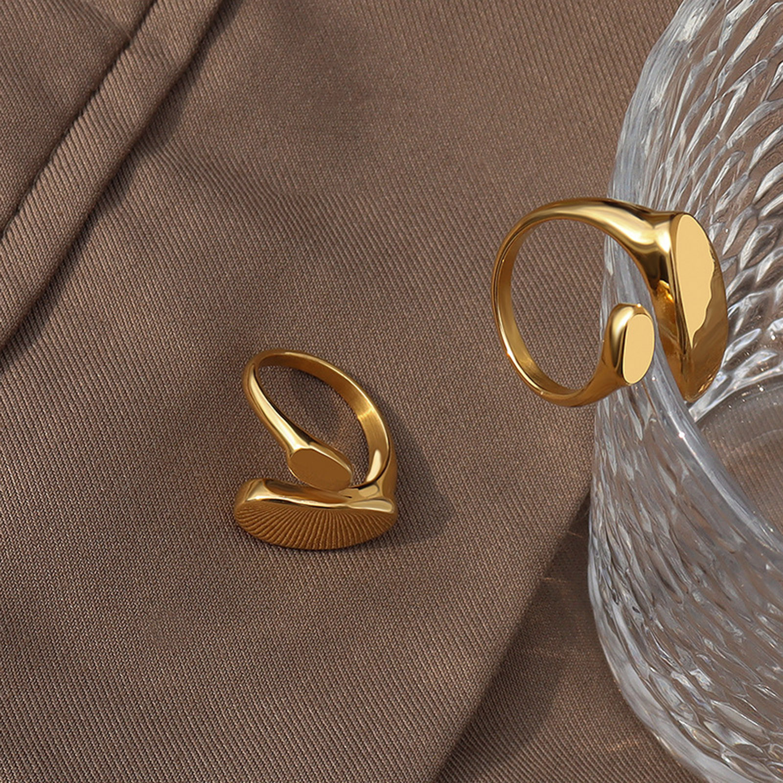 Picture of 1 Piece Vacuum Plating Simple & Casual Stylish 18K Real Gold Plated 304 Stainless Steel Open Adjustable Rings Unisex 17mm(US Size 6.5)