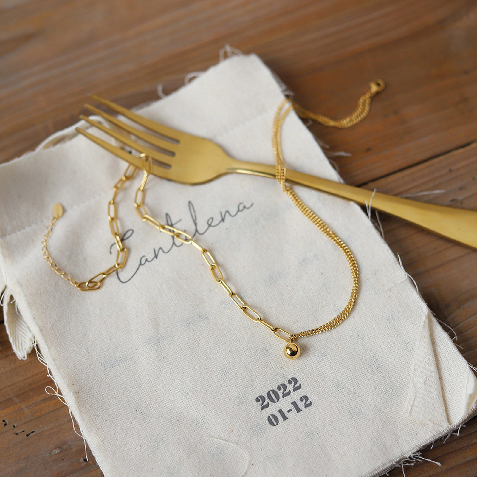 Picture of 1 Piece Vacuum Plating Simple & Casual Stylish 18K Real Gold Plated 304 Stainless Steel Link Cable Chain Splicing Pendant Necklace For Women 42cm(16 4/8") long