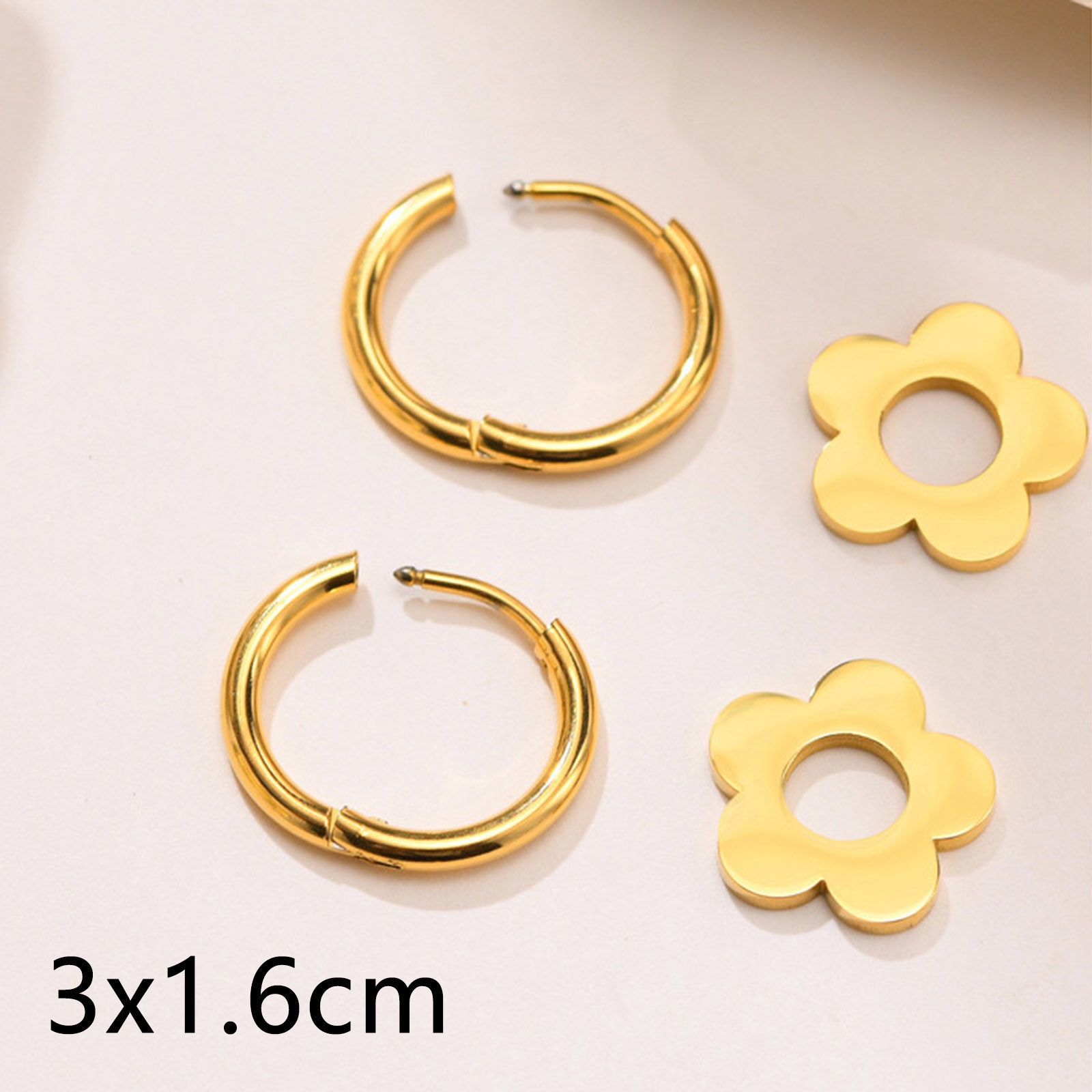 Bild von 1 Paar Vakuumbeschichtung Süß Stilvoll 18K Gold plattiert 316L Edelstahl Blumen Ohrring Für Frauen 3cm x 1.6cm