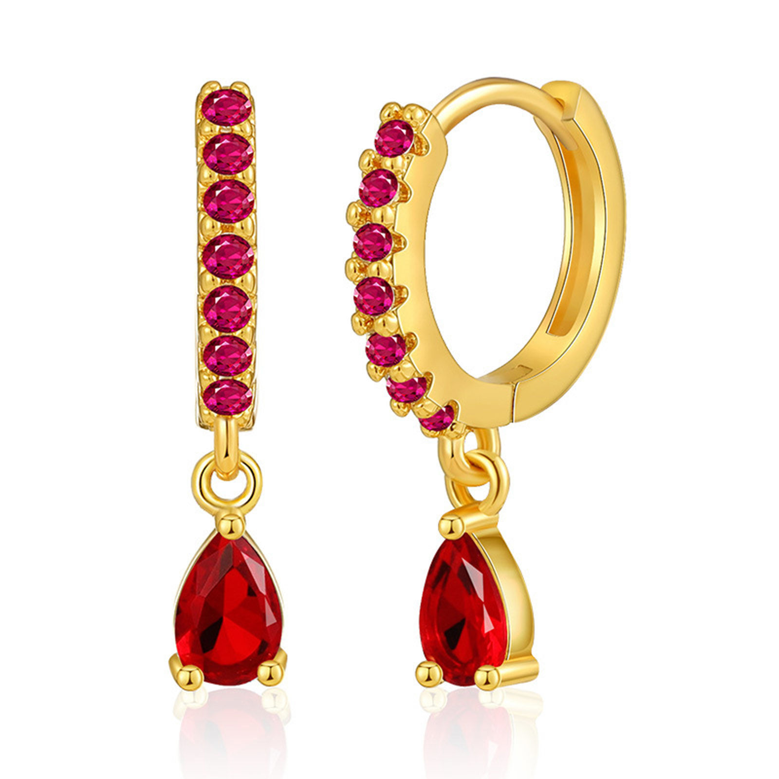 Bild von Umweltfreundlich Exquisit Stilvoll 18K Echtgold plattiert Messing & Kubisch Zirkonia Tropfen Ohrring Für Frauen 2,3cm x 0,5cm, 1 Paar