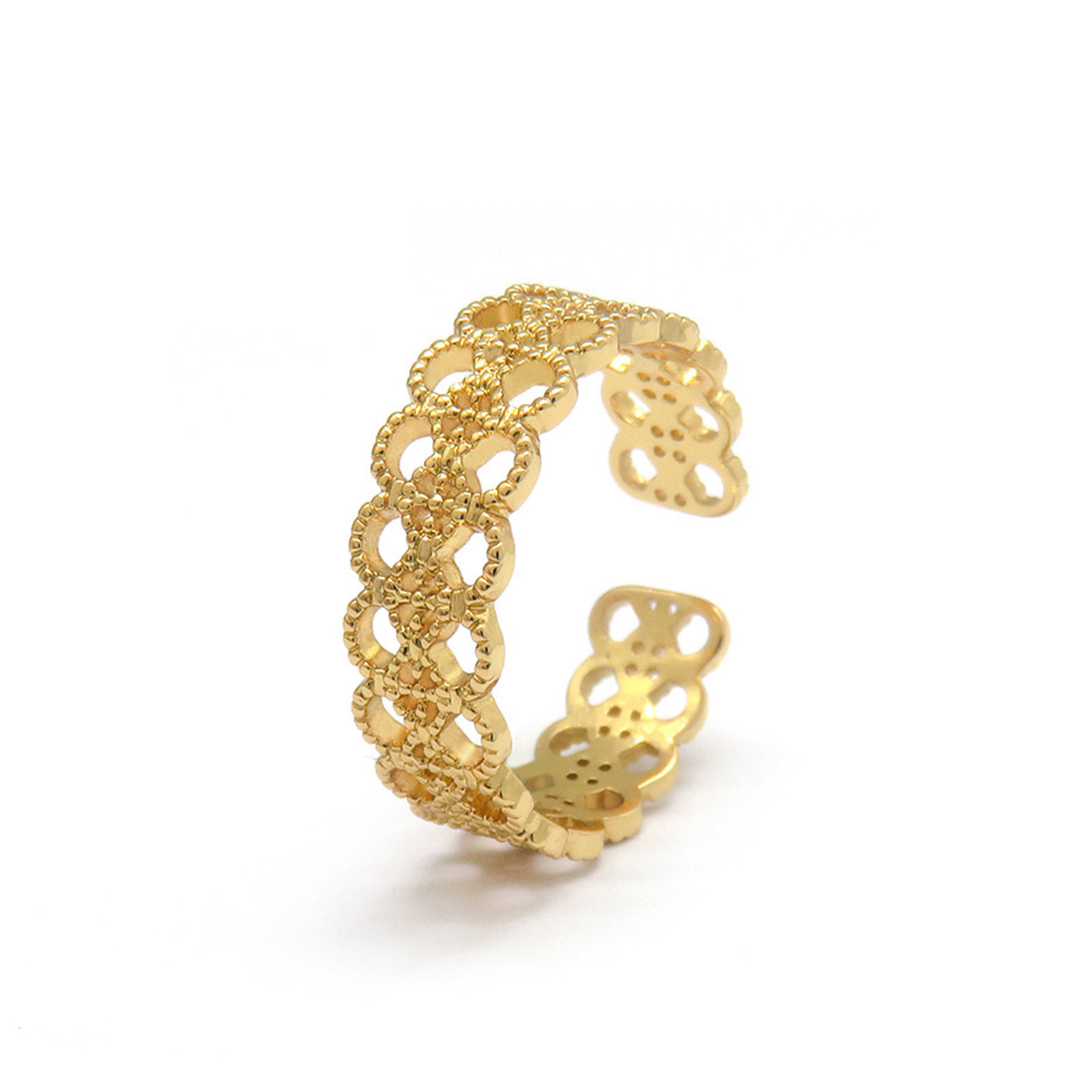 Bild von Umweltfreundlich Einfach und lässig Ins Stil 18K Gold plattiert Messing Offen Spitze Hohl Ring Für Frauen Muttertag 16mm（US Größe:5.25), 1 Stück