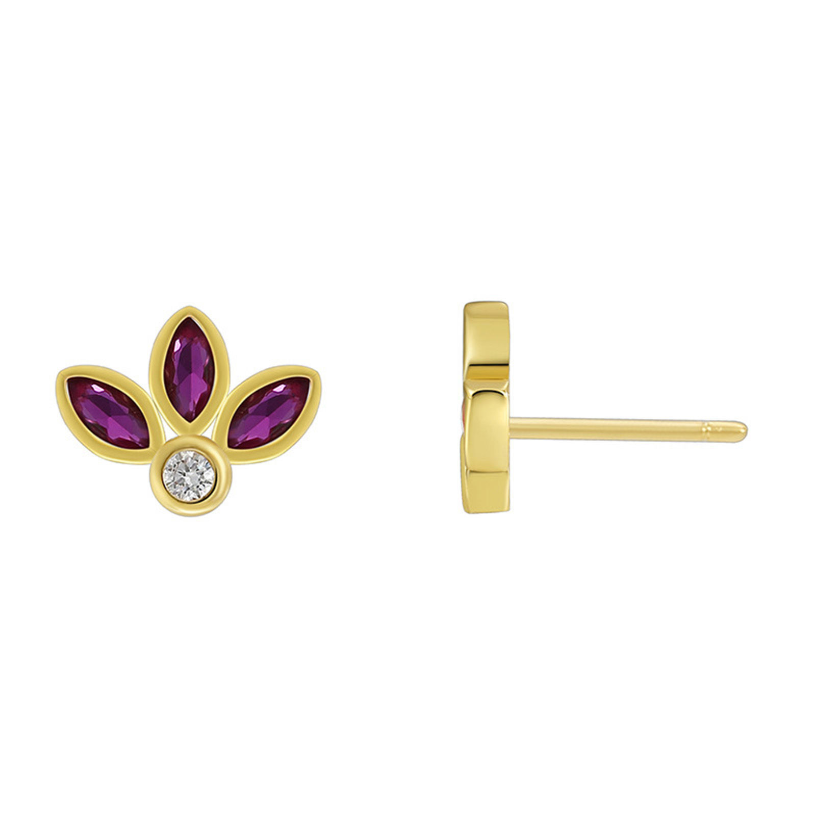 Bild von Hypoallergen Süß Exquisit 18K Echtgold plattiert Messing & Kubisch Zirkonia Klee Ohrring Ohrstecker Für Frauen Party 1,3cm x 1cm, 1 Paar