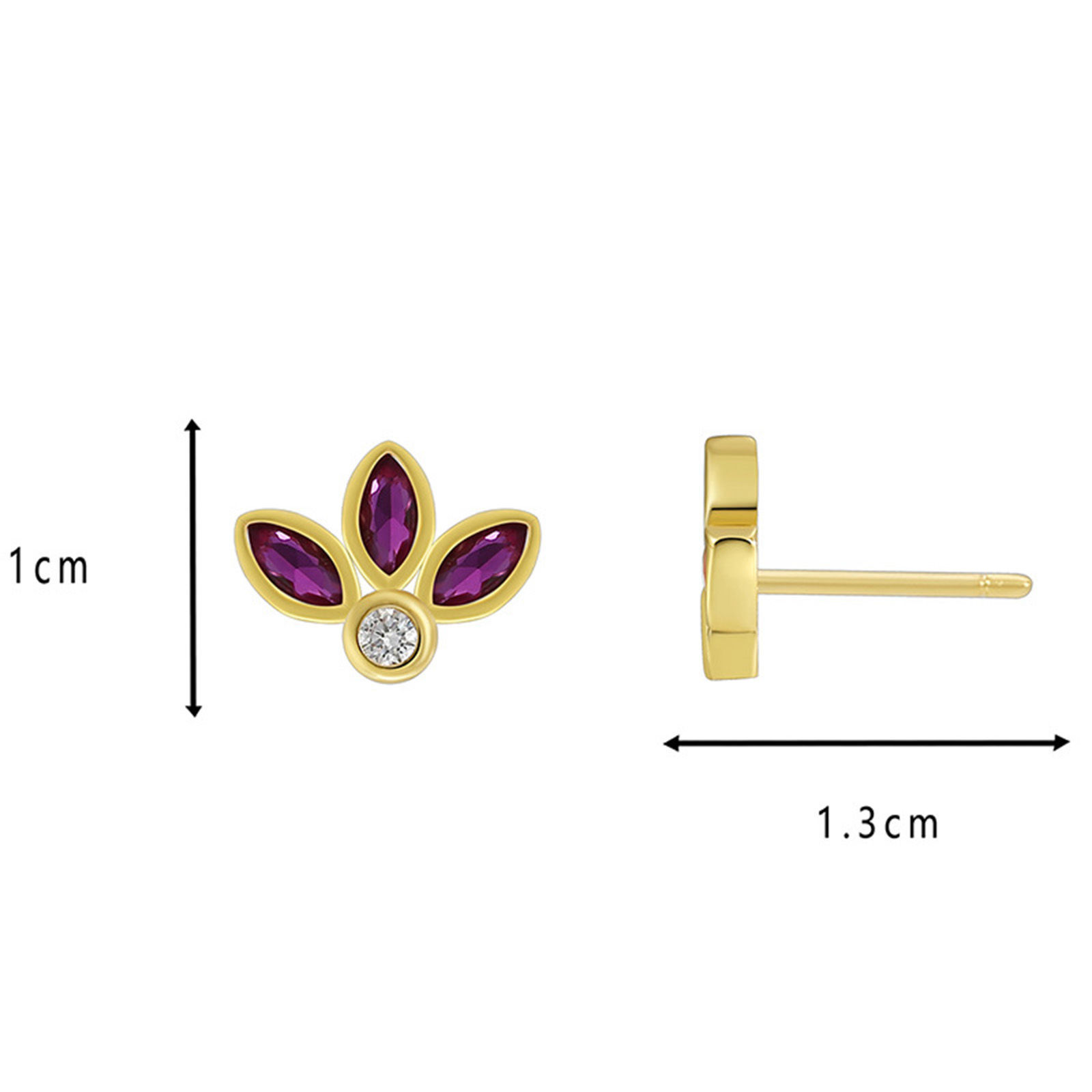 Bild von Hypoallergen Süß Exquisit 18K Echtgold plattiert Messing & Kubisch Zirkonia Klee Ohrring Ohrstecker Für Frauen Party 1,3cm x 1cm, 1 Paar