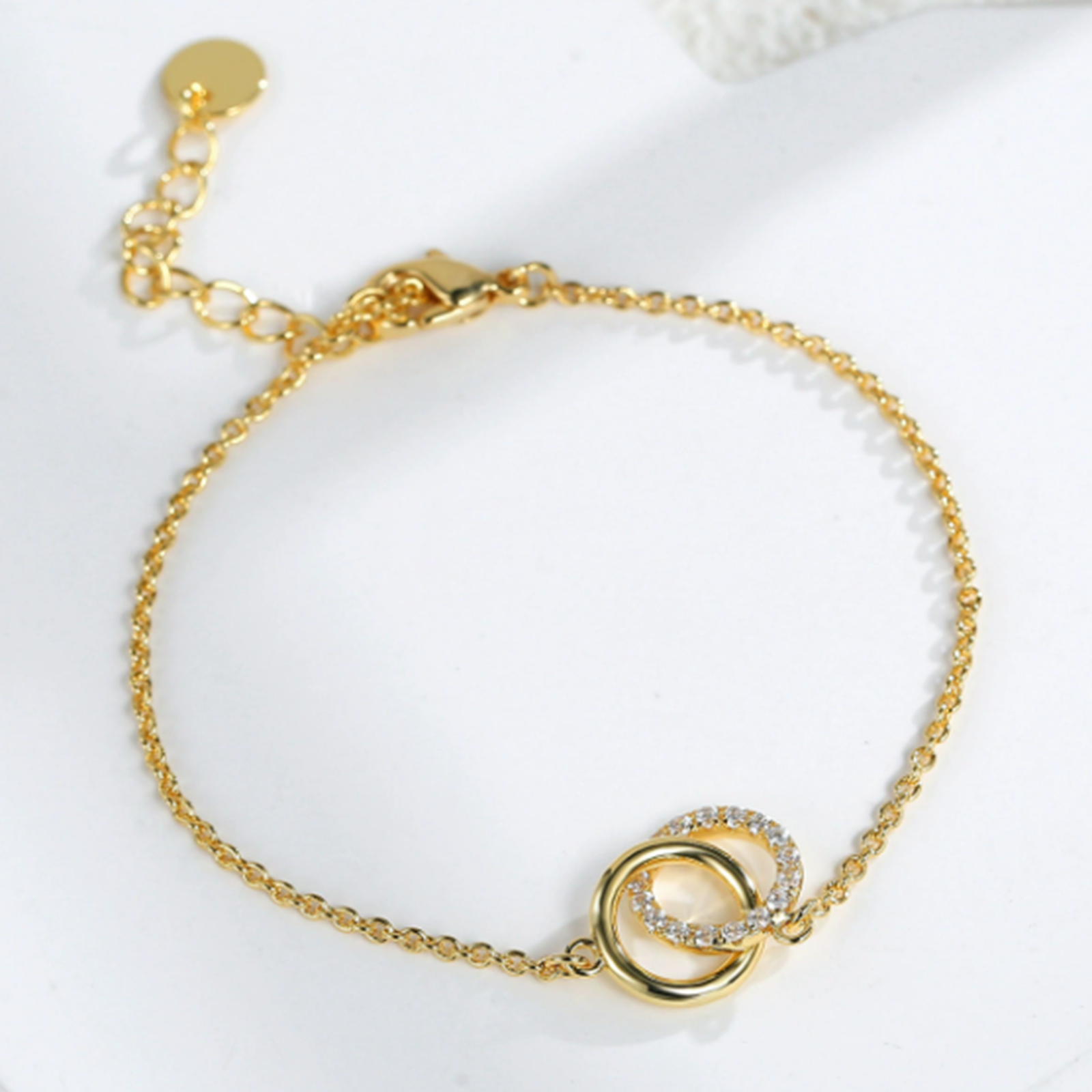 Image de Respectueux de la Nature Sucré & Mignon Bracelets Chaîne Maille Forçat Élégant en Laiton & Zirconia Cubique Plaqué Or Véritable 18K Annulaire Pour Femmes Fête 16cm long, 1 Pièce