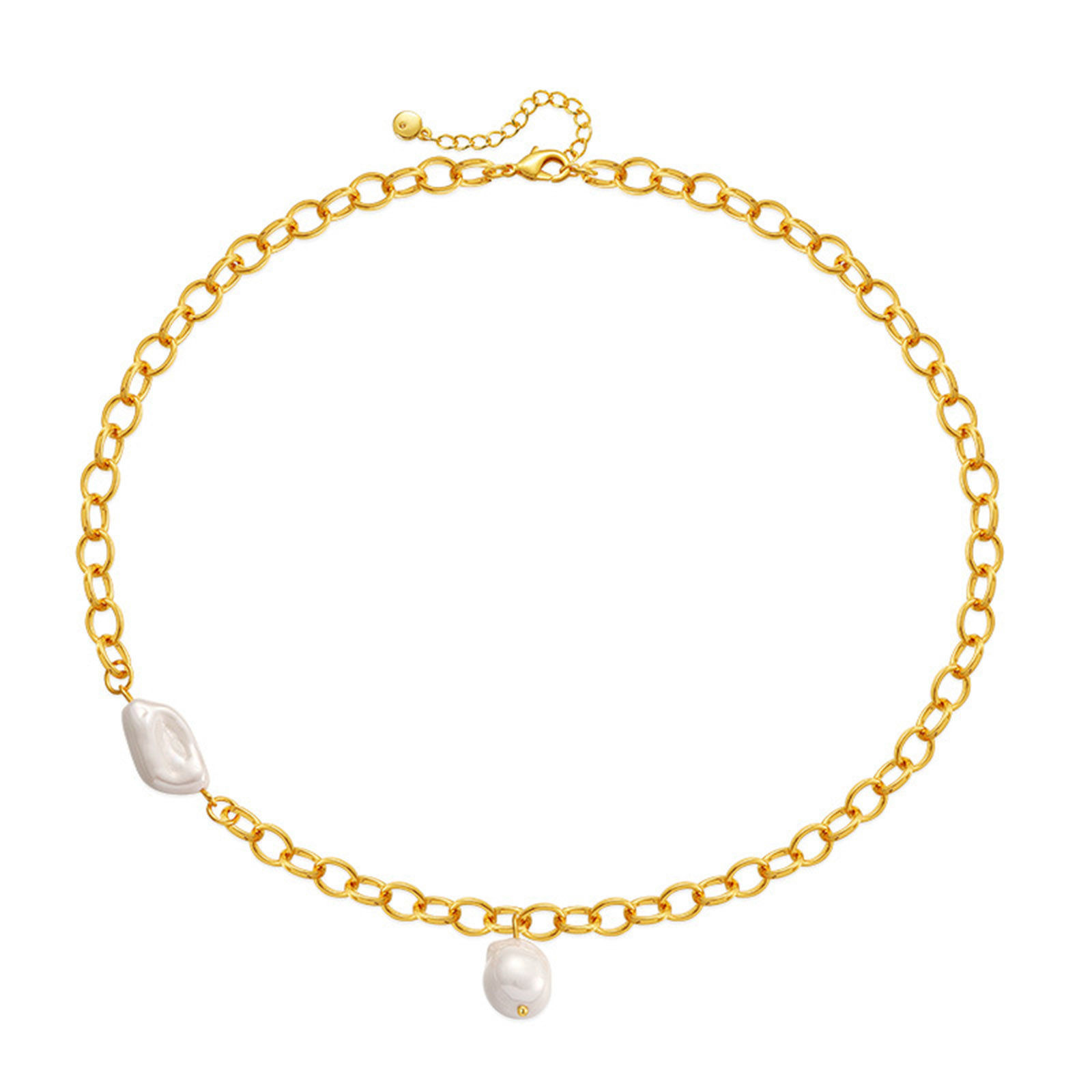 Imagen de Respetuoso del Medio Ambiente Elegante Sencillo 18K Oro Real Chapado Latón Cable Cadena Cruz Imitación de perla Collar con Colgante Para Mujeres Fiesta 45cm longitud, 1 Unidad