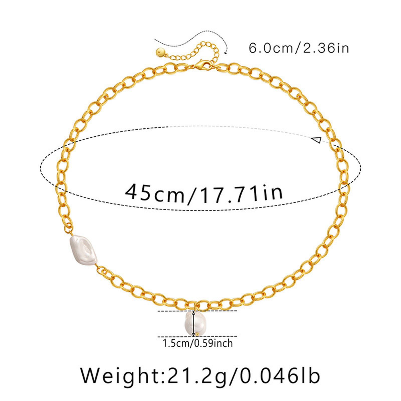 Imagen de Respetuoso del Medio Ambiente Elegante Sencillo 18K Oro Real Chapado Latón Cable Cadena Cruz Imitación de perla Collar con Colgante Para Mujeres Fiesta 45cm longitud, 1 Unidad