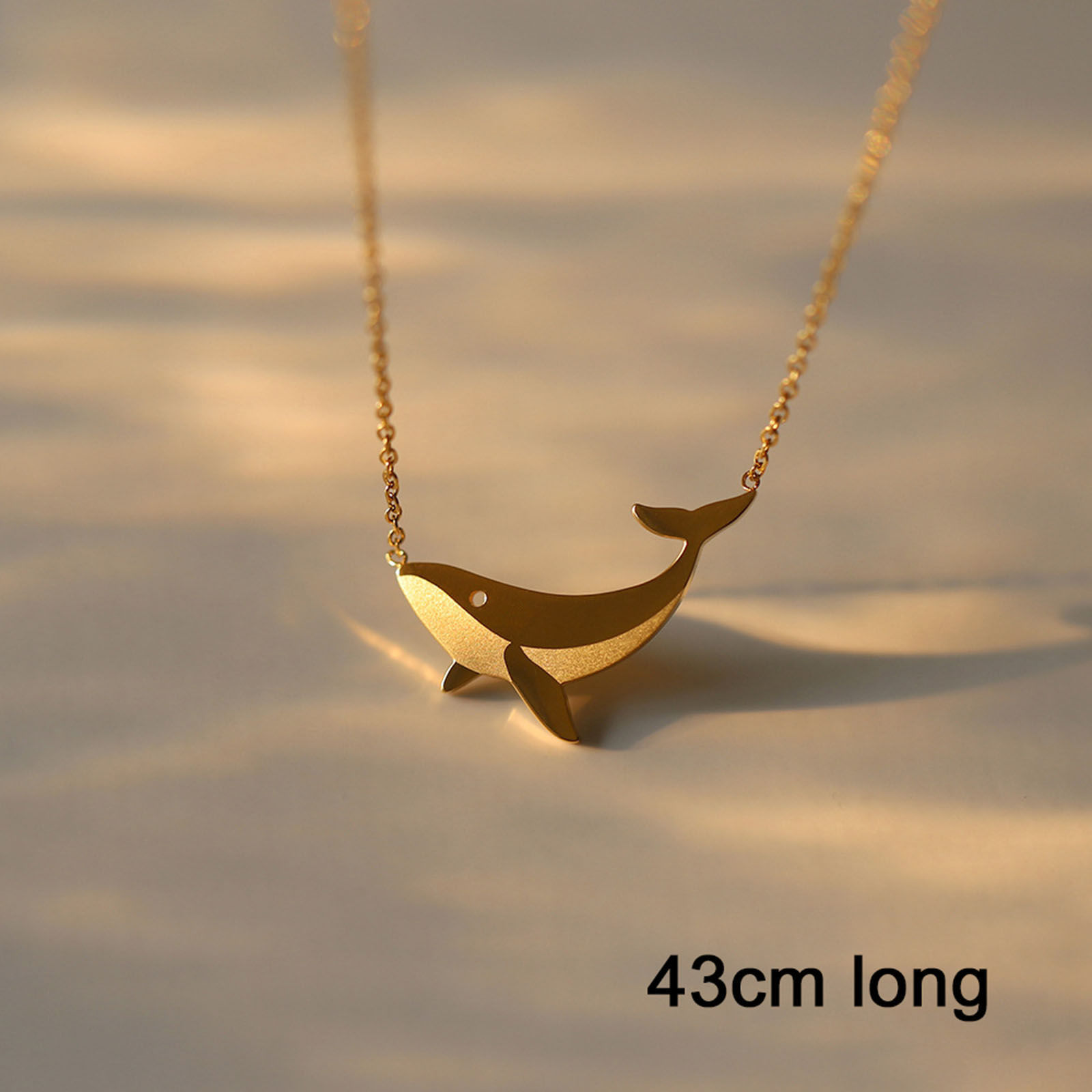 Bild von 1 Strang Vakuumbeschichtung Stilvoll Ozean Schmuck 18K Gold plattiert 304 Edelstahl Gliederkette Kette Wal Matt Anhänger Halskette Für Kinder 43cm lang