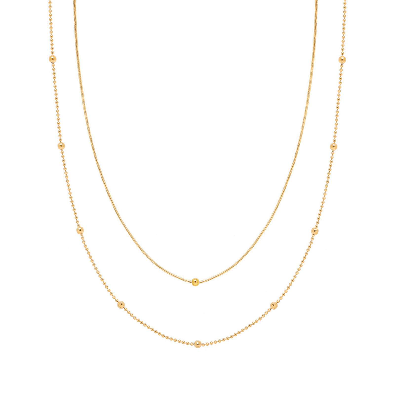 Picture of Eco-friendly Vacuum Plating Stylish Simple 18K Real Gold Plated 304 Stainless Steel Ball Chain Multilayer Layered Necklace Unisex 36cm-40cm long, 1 Piece