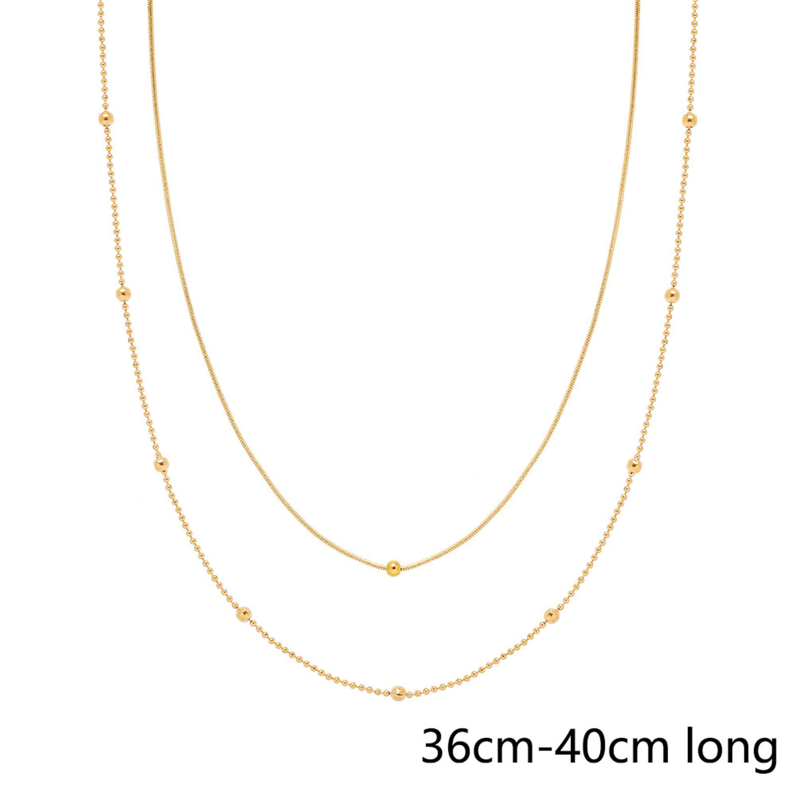 Picture of Eco-friendly Vacuum Plating Stylish Simple 18K Real Gold Plated 304 Stainless Steel Ball Chain Multilayer Layered Necklace Unisex 36cm-40cm long, 1 Piece