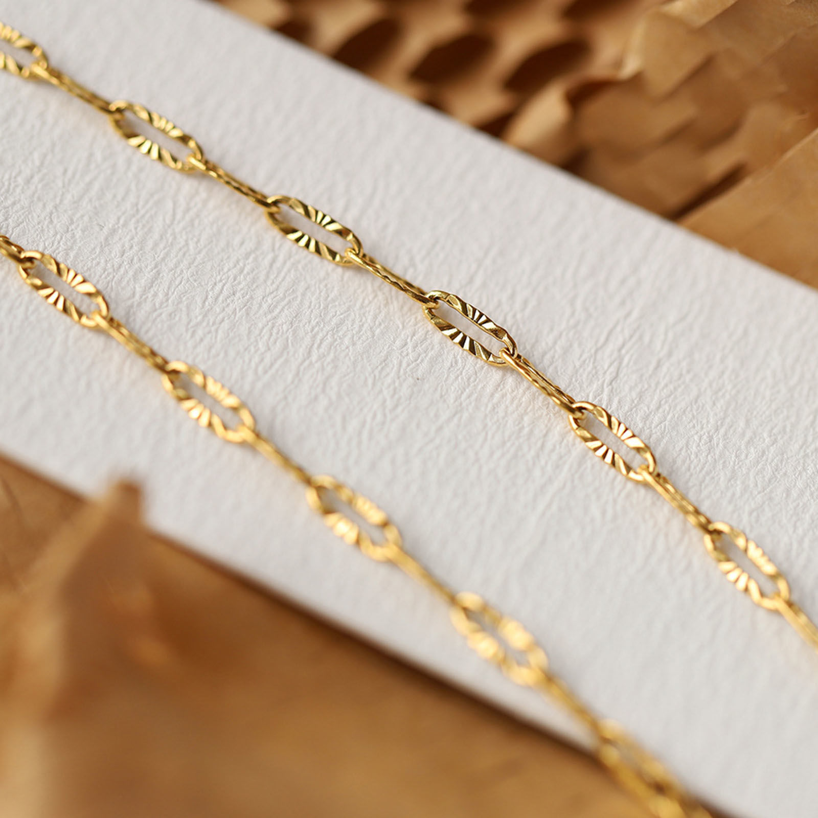Picture of Eco-friendly Vacuum Plating Simple & Casual Ins Style 18K Real Gold Plated 304 Stainless Steel Textured Chain Paper Clip Necklace Unisex Party 42cm(16 4/8") long, 1 Piece