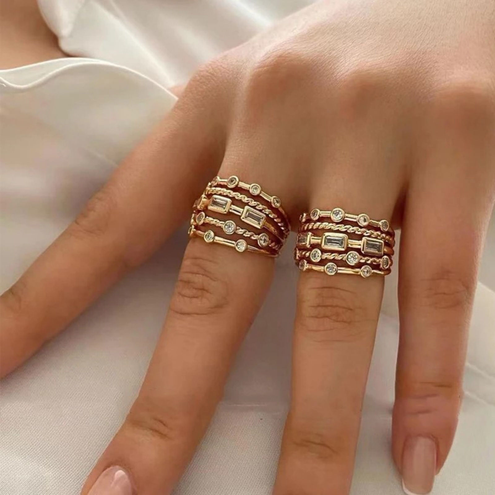 Изображение 1 ШТ Стильный Простой 18K настоящее золото с покрытием Латунь Кольца Для женщин 17.3мм(Американский Размер 7)