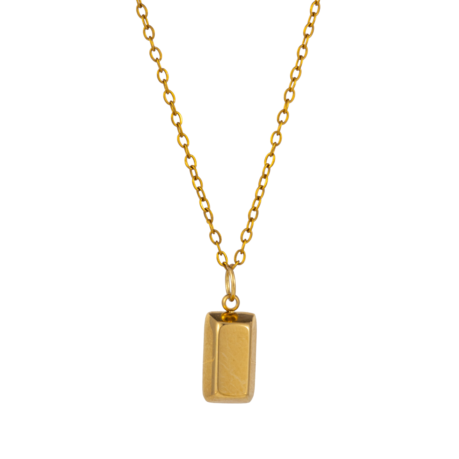 Image de 1 Pièce Collier à Pendentif Chaîne Maille Forçat Simple en 304 Acier Inoxydable Revêtement sous Vide PVD Respectueux de l'Environnement À la Mode Plaqué Or Véritable 18K Rectangle Carré Pour Femmes Cadeau 45cm + 5cm long