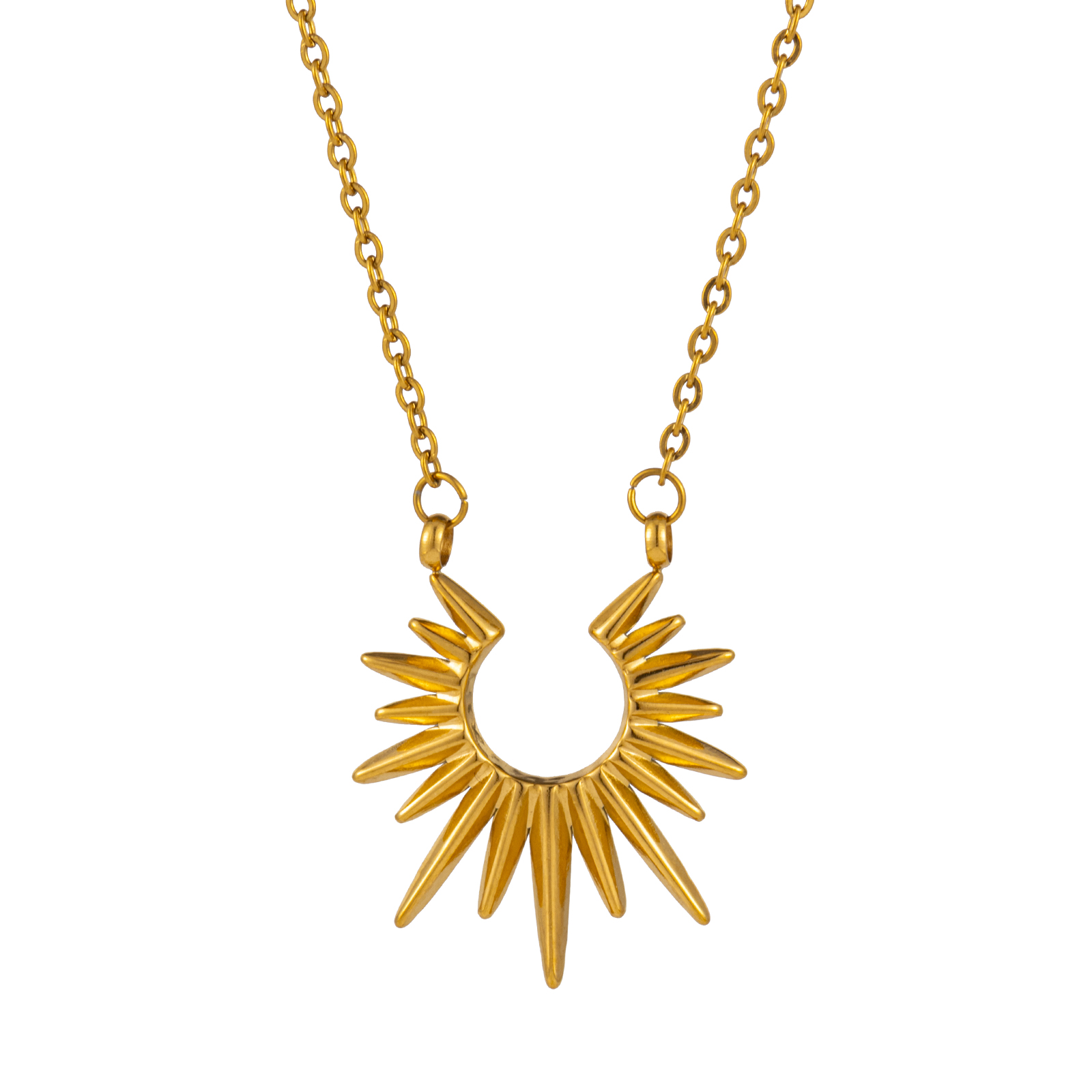 Picture of 1 Piece Eco-friendly Vacuum Plating Stylish Galaxy Gold Plated 304 Stainless Steel Link Cable Chain Sun Pendant Charm Necklace For Women Gift 47cm(18.5") + 4.5cm(1.8") long