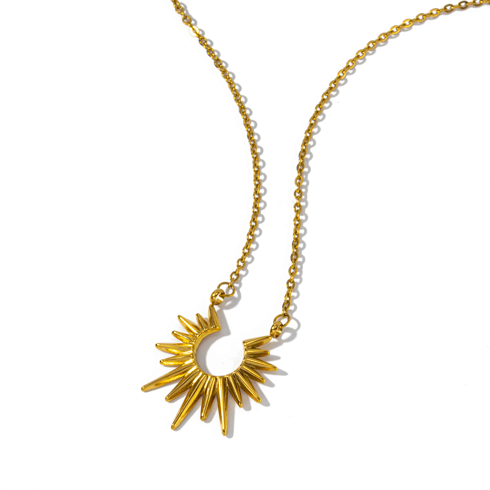 Picture of 1 Piece Eco-friendly Vacuum Plating Stylish Galaxy Gold Plated 304 Stainless Steel Link Cable Chain Sun Pendant Charm Necklace For Women Gift 47cm(18.5") + 4.5cm(1.8") long