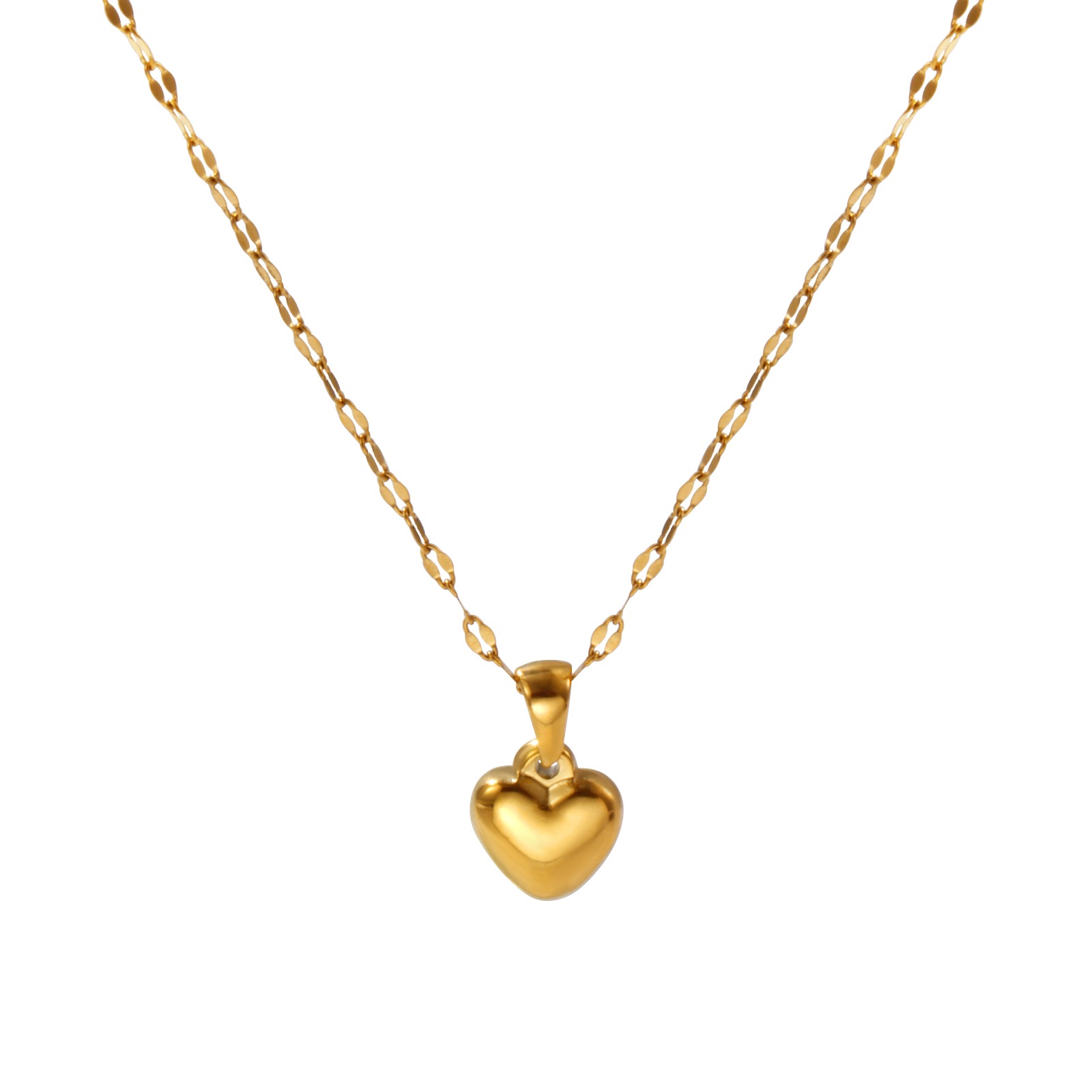 Imagen de 1 Unidad Dulce & Lindo día de San Valentín Chapado en Oro de 18K 304 Acero Inoxidable Cadena de Labios Corazón Collar con Colgante Para Mujeres 45cm + 5cm longitud