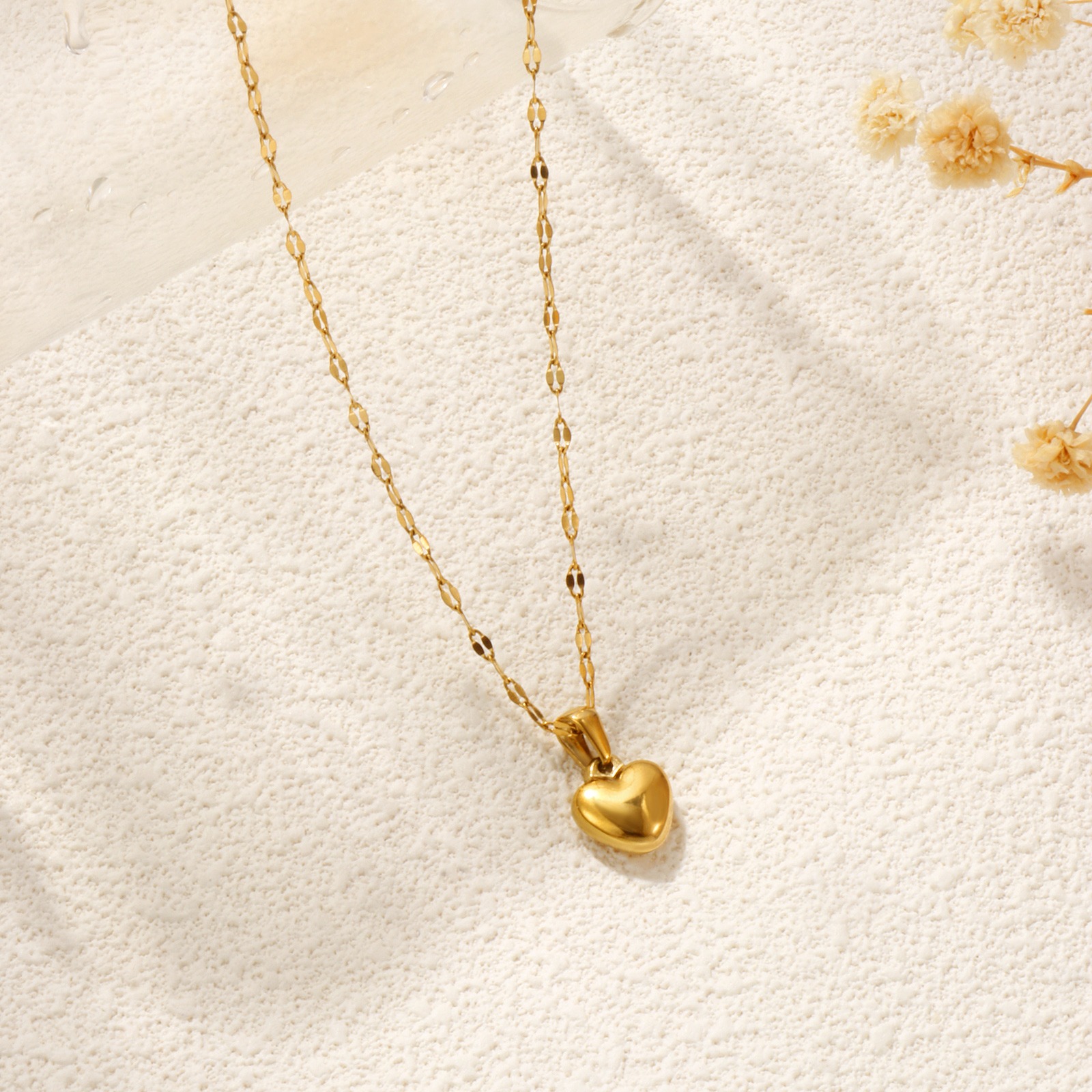 Imagen de 1 Unidad Dulce & Lindo día de San Valentín Chapado en Oro de 18K 304 Acero Inoxidable Cadena de Labios Corazón Collar con Colgante Para Mujeres 45cm + 5cm longitud