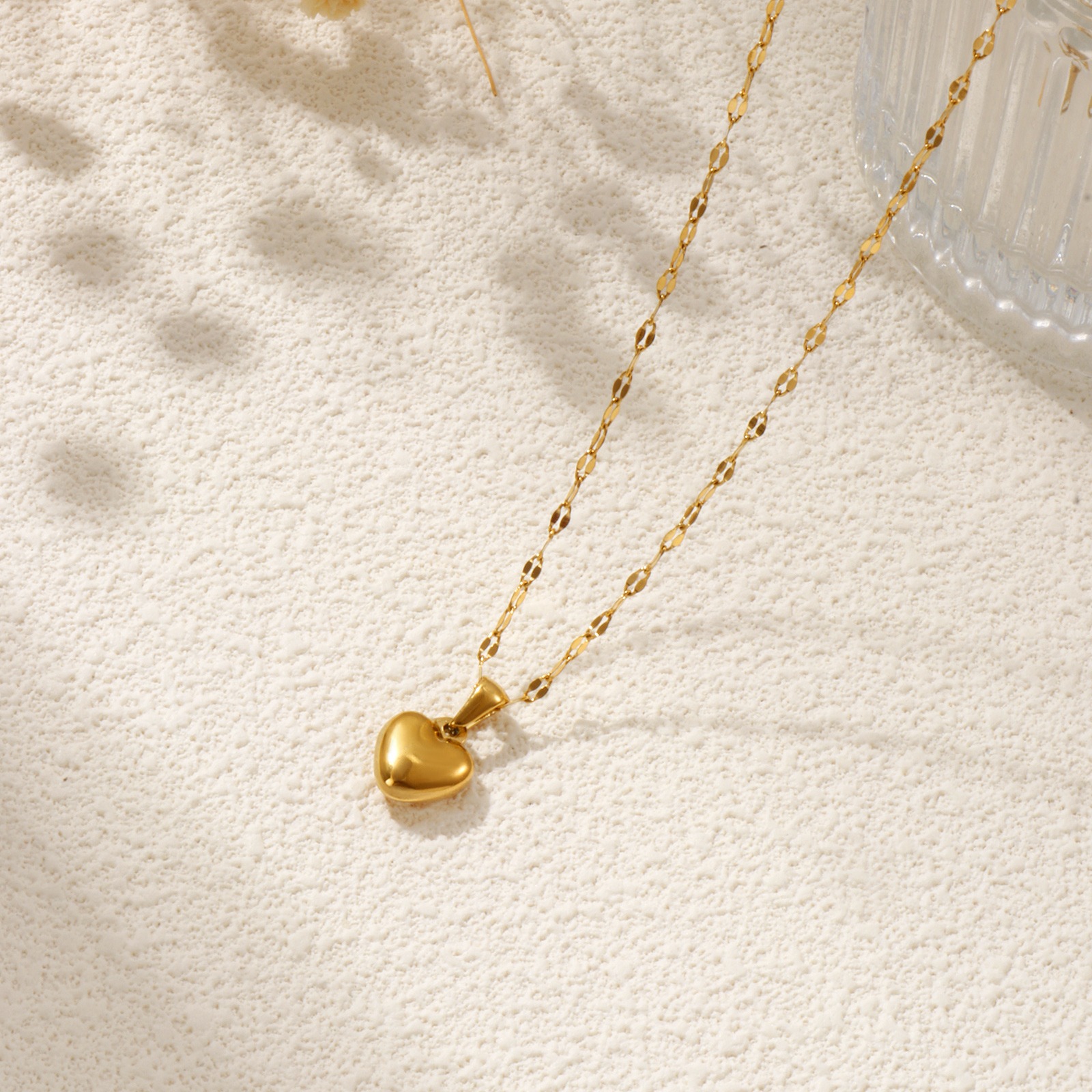 Imagen de 1 Unidad Dulce & Lindo día de San Valentín Chapado en Oro de 18K 304 Acero Inoxidable Cadena de Labios Corazón Collar con Colgante Para Mujeres 45cm + 5cm longitud