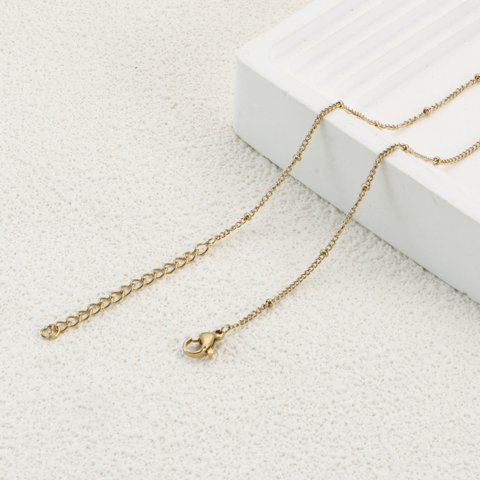 Picture of 1 Piece Eco-friendly PVD Vacuum Plating Dainty 18K Real Gold Plated 304 Stainless Steel Beaded Chain Necklace For Women Gift 45cm(17.7") long, Chain Size: 1.5mm