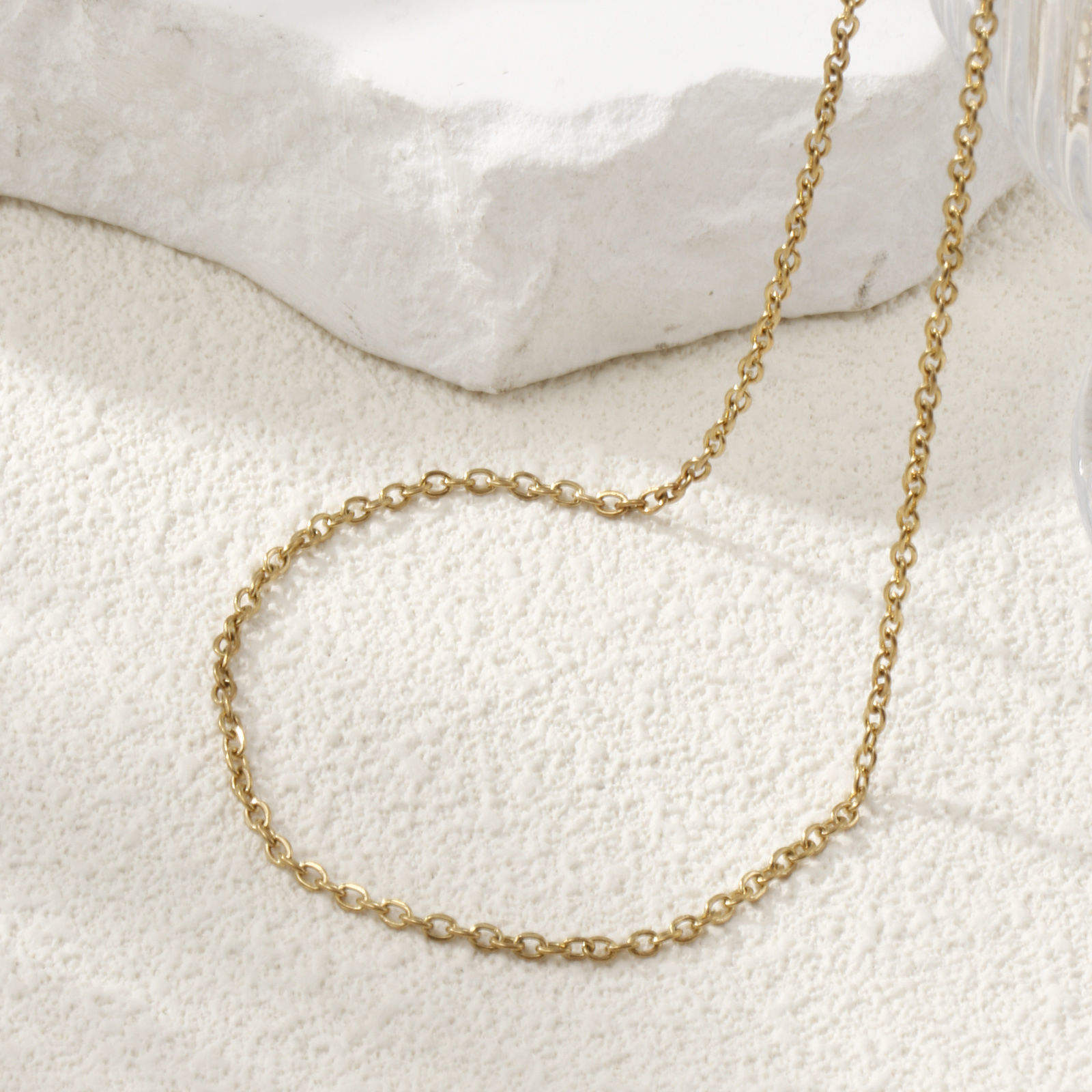 Picture of 1 Piece Eco-friendly PVD Vacuum Plating Minimalist 18K Real Gold Plated 304 Stainless Steel Link Cable Chain Necklace Unisex 45cm(17.7") + 5cm(2") long, Chain Size: 2.5mm