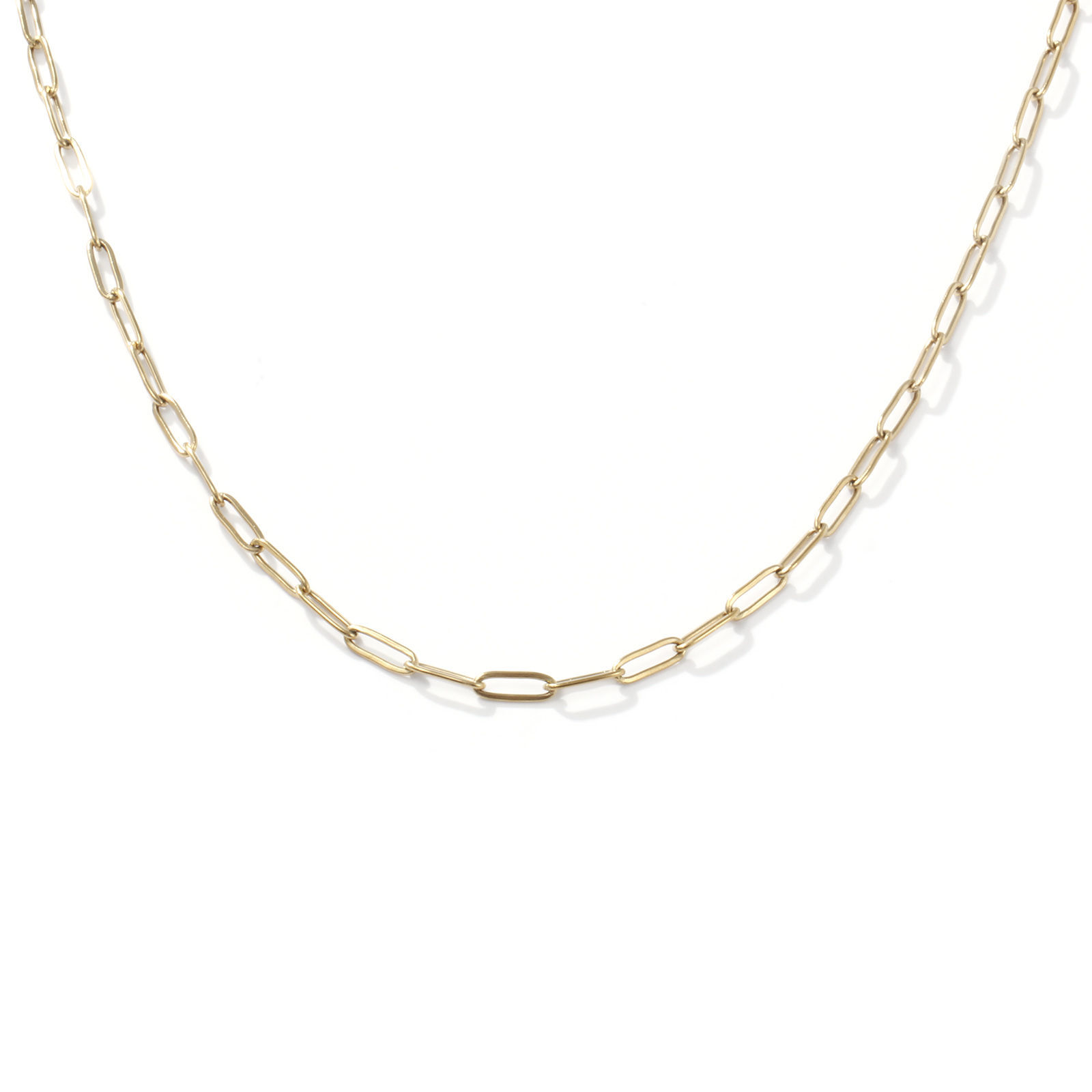 Picture of 1 Piece Eco-friendly PVD Vacuum Plating Minimalist 18K Gold Plated 304 Stainless Steel Paperclip Link Chain Necklace Unisex 60cm(23.6") long, Chain Size: 3mm