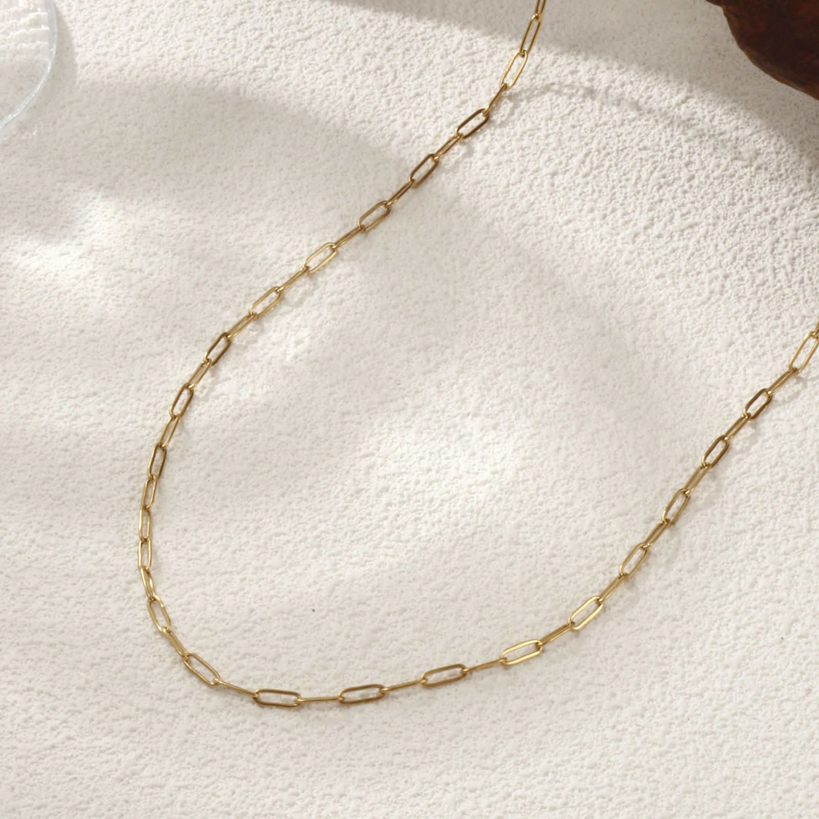 Picture of 1 Piece Eco-friendly PVD Vacuum Plating Minimalist 18K Gold Plated 304 Stainless Steel Paperclip Link Chain Necklace Unisex 60cm(23.6") long, Chain Size: 3mm