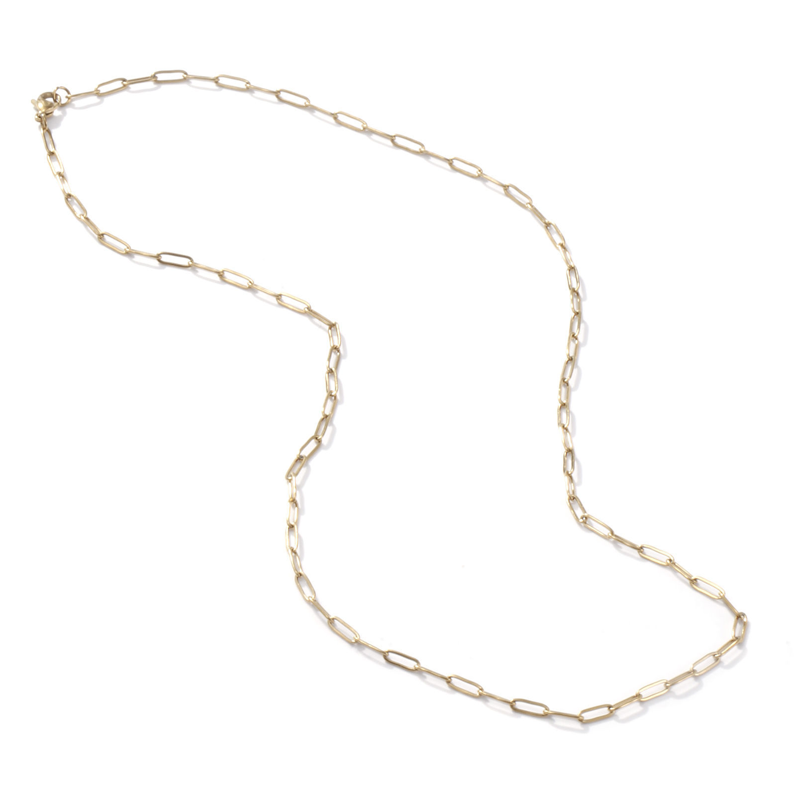 Picture of 1 Piece Eco-friendly PVD Vacuum Plating Minimalist 18K Gold Plated 304 Stainless Steel Paperclip Link Chain Necklace Unisex 60cm(23.6") long, Chain Size: 3mm