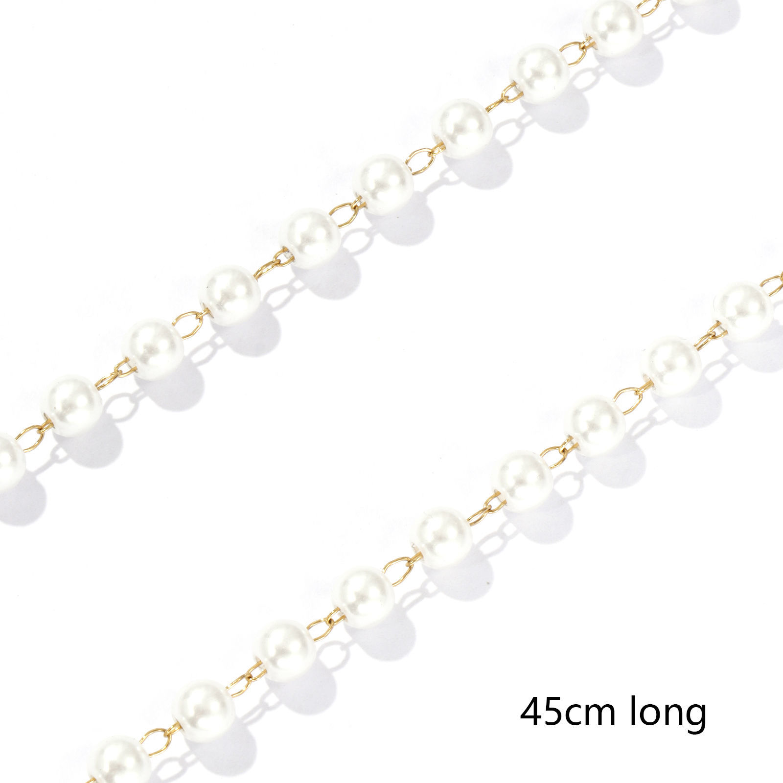 Bild von 1 Strang 18K Echtgold plattiert Kugelkette Kette Perlenkette, 304 Edelstahl 45cm, Kettengröße: 6mm, Für Frauen, Weiß Acryl Imitat Perle, Stilvoll Geschenk, Umweltfreundliche PVD-Vakuumbeschichtung