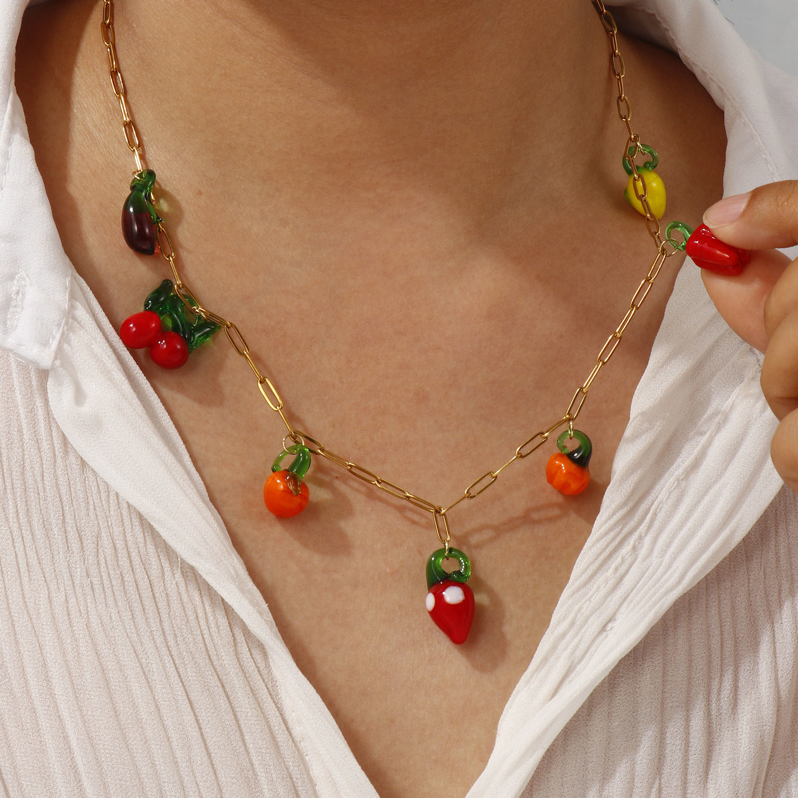 Изображение 18K позолоченный Цепочка зажимов Ожерелье с подвеской, 304 Нержавеющая Сталь И Полива 60см, Для женщин, Трехмерный, Изысканный подарок, Экологичное вакуумное PVD-покрытие, 1 ШТ