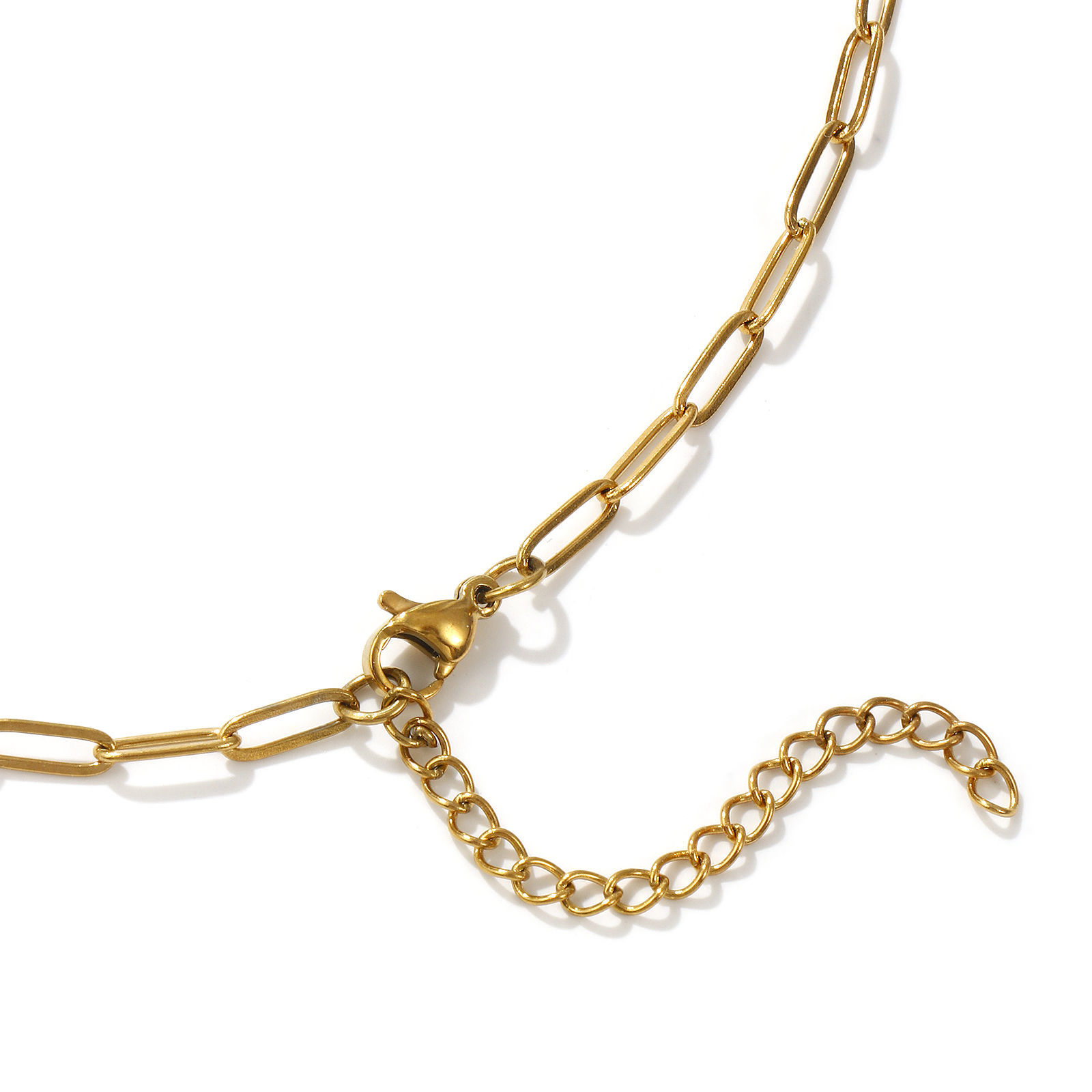 Picture of 18K Real Gold Plated Paperclip Link Chain Flower Pendant Charm Necklace, 304 Stainless Steel & Quartz Crystal 42cm(16.5") + 5cm(2"), For Women, Multicolor Dainty Pastoral Style Gift, Eco-friendly PVD Vacuum Plating, 1 Piece