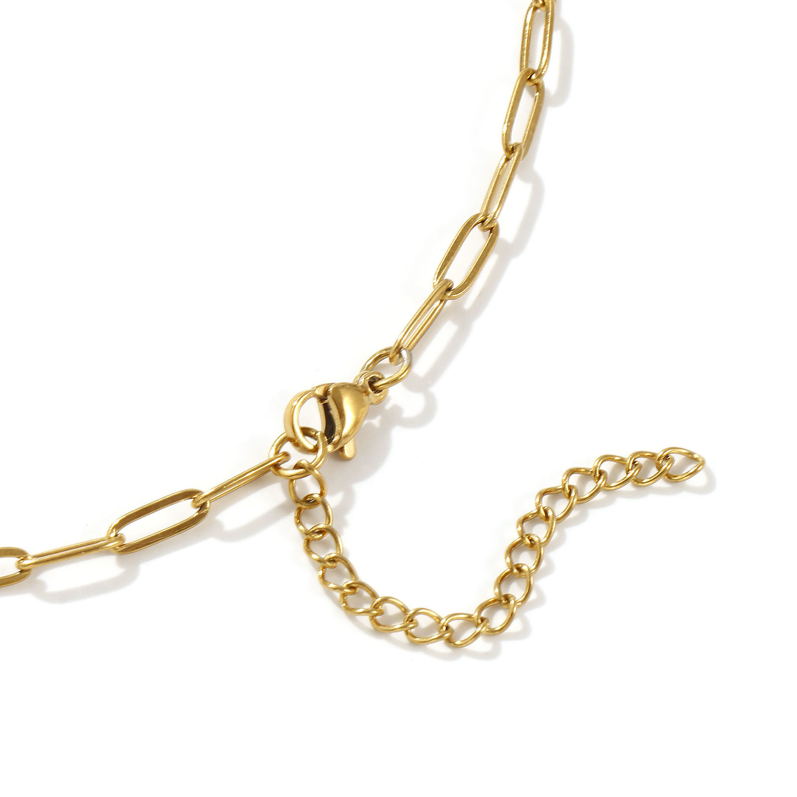 Изображение 18K Real Gold Plated Paperclip Link Chain Irregular Pendant Charm Necklace, 304 Stainless Steel 42cm(16.5") + 5cm(2"), For Women, Angel Red Enamel Religious Retro Gift, Eco-friendly PVD Vacuum Plating, 1 Piece