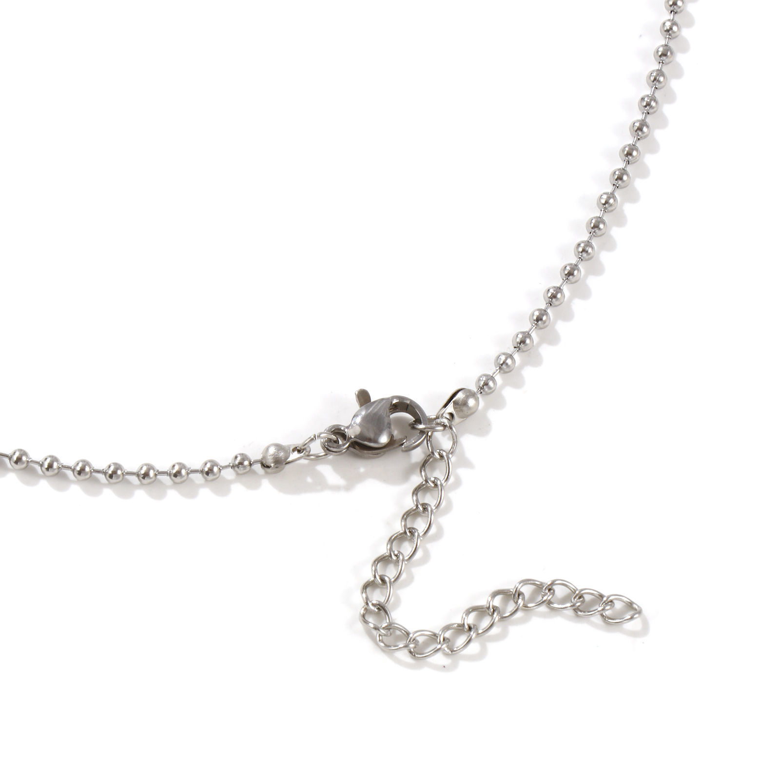 Bild von 1 Strang Silberfarbe Kugelkette Kette Halskette, 304 Edelstahl 45cm + 5cm, Kettengröße: 2mm, Für Frauen, Minimalistisch Exquisit Geschenk, Umweltfreundlich