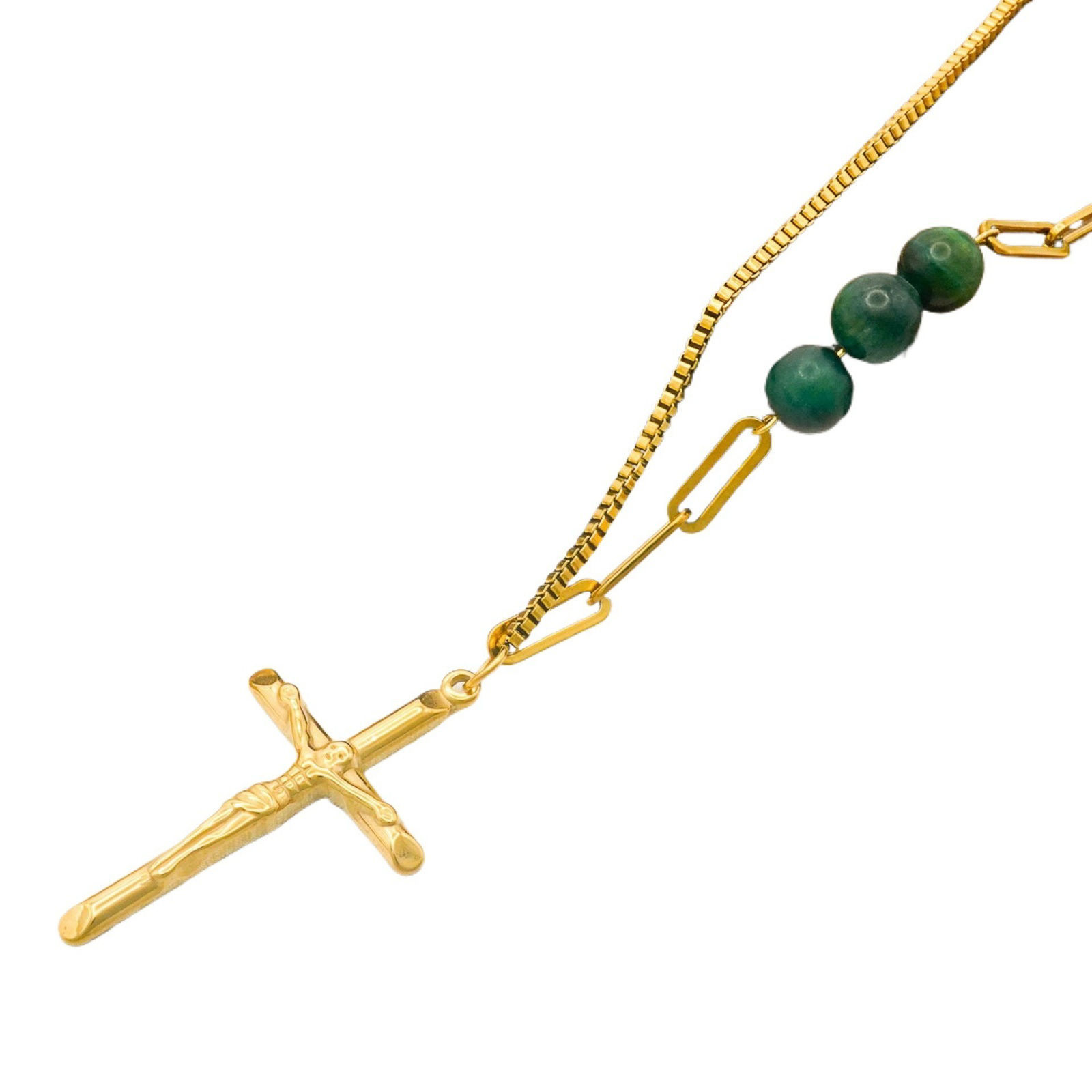 Image de 18K Gold Plated Cross Pendant Charm Necklace, 304 Stainless Steel 40cm(15.7"), For Women, Religious Retro Gift, Eco-friendly, 1 Piece