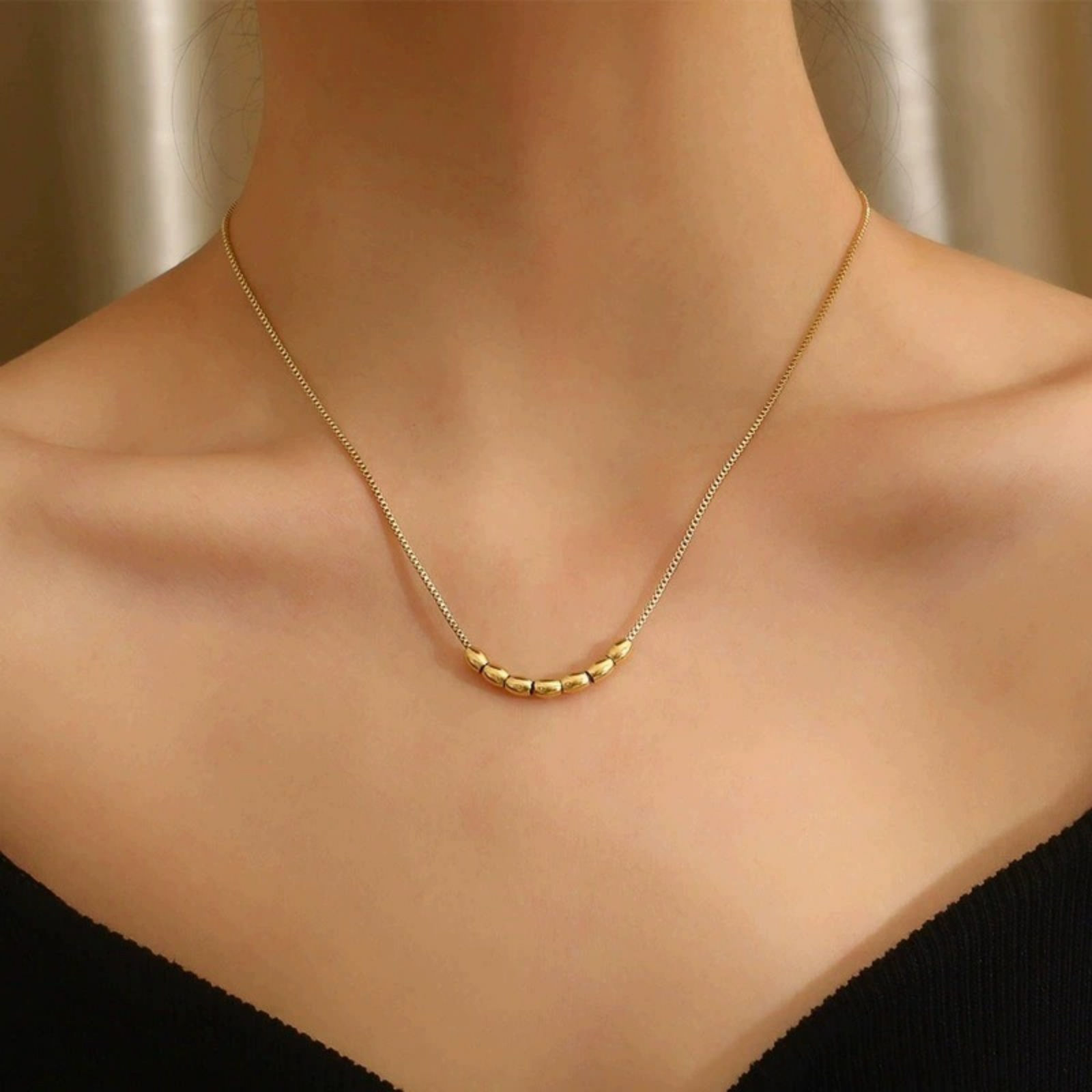 Picture of Wholesale Pendant Charm Necklace, 18K Gold Plated 304 Stainless Steel Box Chain, Women's Eco-friendly PVD Vacuum Plating Stylish Simple & Casual Gift Jewelry For Retailer, 40cm(15.7") + 5cm(2") long, 1 Piece