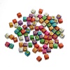 Image de Perles en Acrylique Carré Lettre Couleur au Hasard Email 6mm x 6mm, Taille de Trou: 3.5mm, 500 Pcs