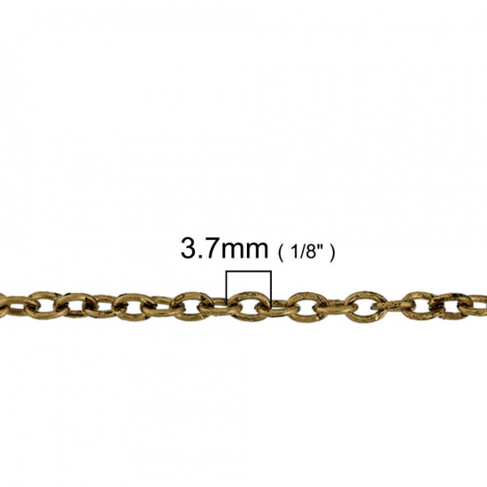 Picture of Iron Based Alloy Link Cable Chain Findings Gold Tone Antique Gold 3.7x2.7mm( 1/8" x 1/8"), 50cm(19 5/8") long, 1 Piece