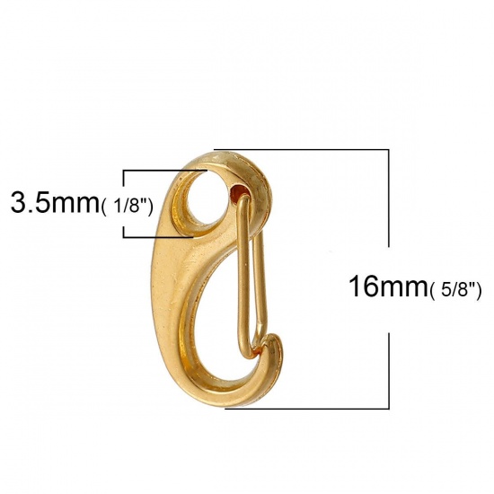 Picture of Zinc Based Alloy Lobster Clasp Findings Gold Plated 16mm x 8mm, 10 PCs