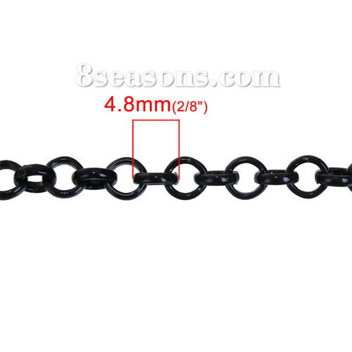 Picture of Iron Based Alloy Link Cable Chain Findings Black 4.8mm( 2/8")  Dia, 3 M