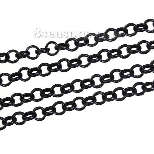 Picture of Iron Based Alloy Link Cable Chain Findings Black 4.8mm( 2/8")  Dia, 3 M