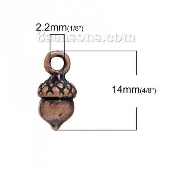 Image de Breloque en Alliage de Zinc 3D Gland du Chêne Cuivre Rouge Antique 14mm x 7mm, 20 Pcs