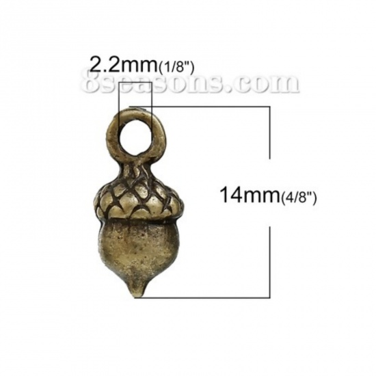 Image de Breloque en Alliage de Zinc 3D Gland du Chêne Bronze Antique 14mm x 7mm, 20 Pcs