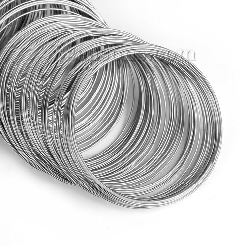 Bild von Stahldraht Für Perl-Arbeit Rund Silberfarbe 0.6mm 4.5cm D., 300 Ringe