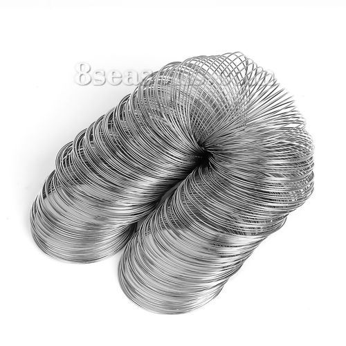 Bild von Stahldraht Für Perl-Arbeit Rund Silberfarbe 0.6mm 4.5cm D., 300 Ringe