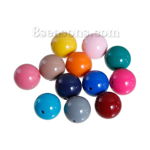 Picture of Acrylic Bubblegum Beads Round At Random About 10mm Dia, Hole: Approx 1.5mm, 100 PCs