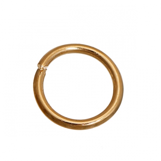 Picture of 0.7mm Zinc Based Alloy Open Jump Rings Findings Round 14K Real Gold Plated 4mm Dia., 100 PCs