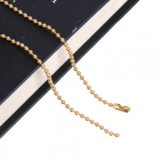Picture of 304 Stainless Steel Ball Chain Necklace Silver Tone 60cm(23 5/8") long, Chain Size: 3mm Dia.(1/8"), 1 Piece