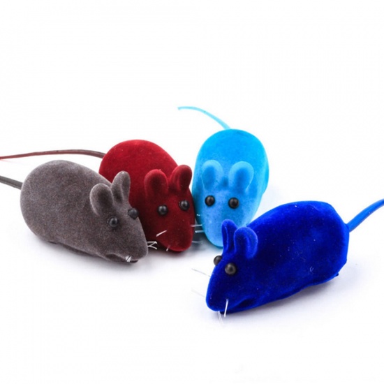 Picture of Flocking Pet Products Squeak Toys Mouse Animal At Random 13.5cm(5 3/8") x 2.8cm(1 1/8"), 1 Piece