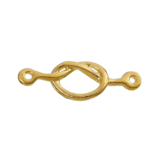Picture of Zinc Based Alloy Connectors Love Knot Gold Plated Hollow 23mm x 8mm, 10 PCs